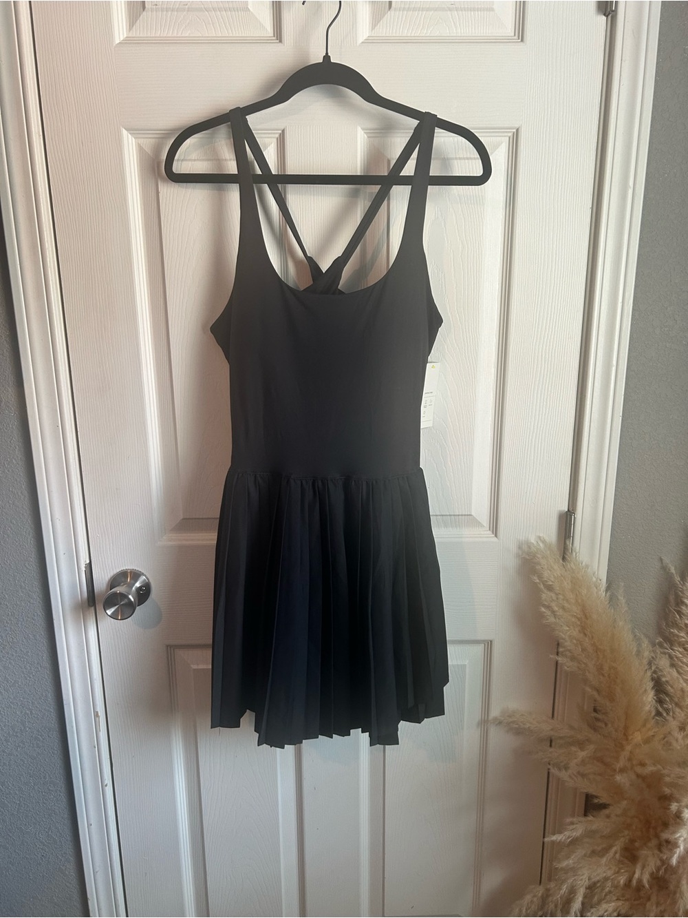 all in motion Black Pleated One-Piece Cross Back Dress